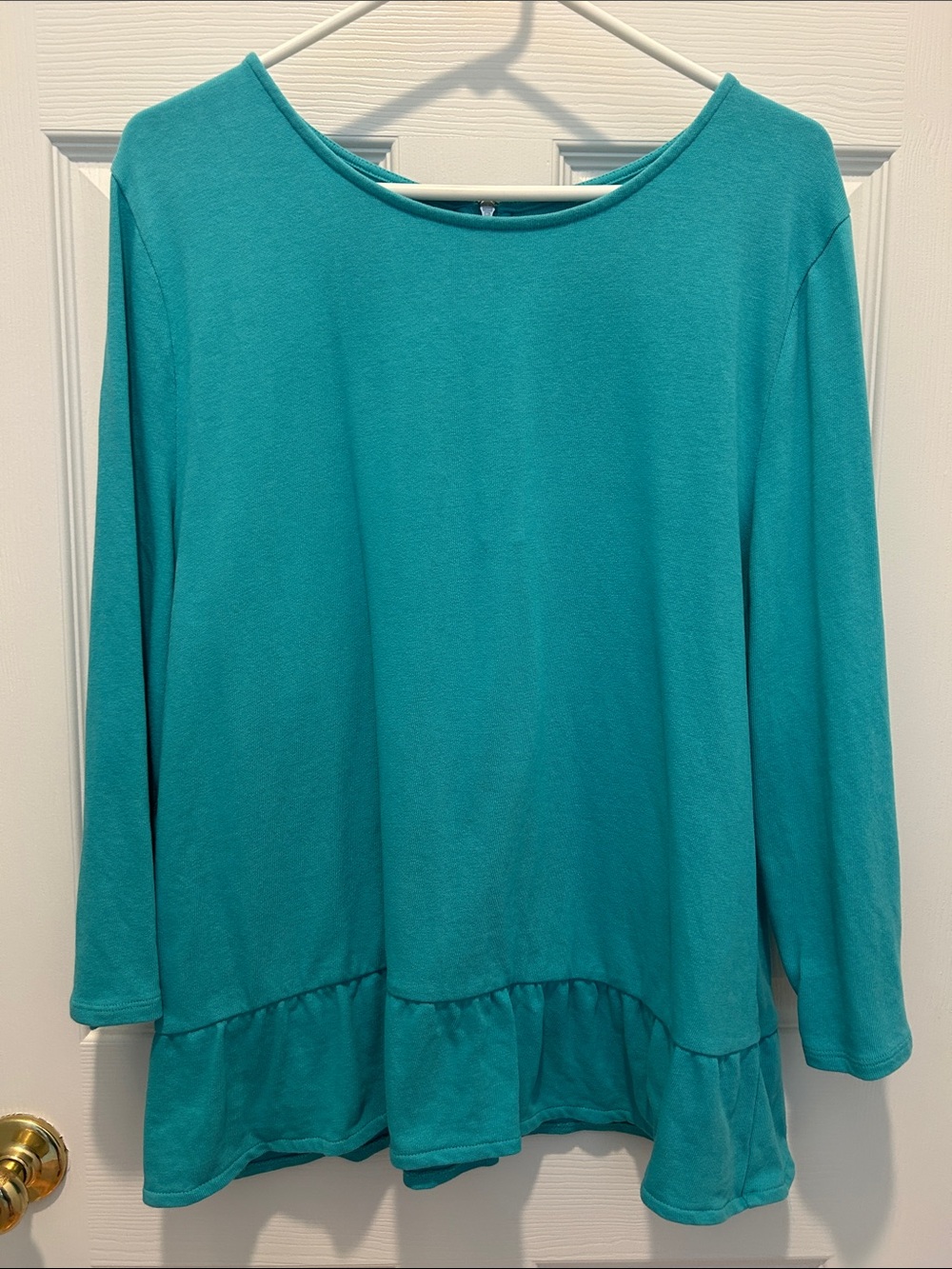 Talbots Teal Long-Sleeve Ruffle-Hem Tunic